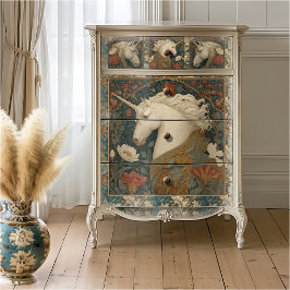William Morris Stijl Eenhoorn Vintage Bloemmotief Tissuepapier