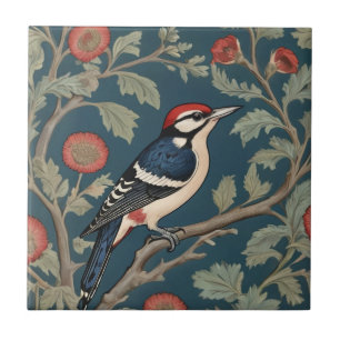 William Morris stijl Grote gevlekte specht Vogel Tegeltje