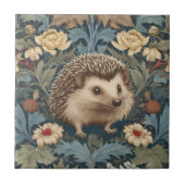 William Morris stijl Hedgehog Rechts Facing Floral Tegeltje (Voorkant)