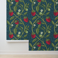 William Morris Stijl Jade & Rode Aardbei Patroon
