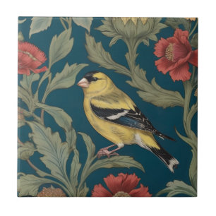 William Morris stijl Left American Goldfinch Bird Tegeltje