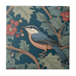 William Morris stijl Left Facing Nuthatch Bird Tegeltje