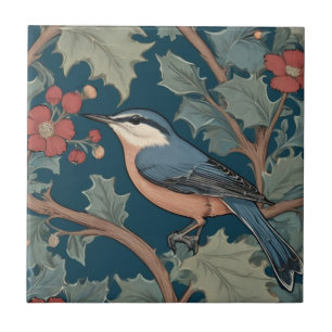 William Morris stijl Left Facing Nuthatch Bird Tegeltje