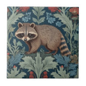 William Morris stijl Left Facing Raccoon Tegeltje (Voorkant)