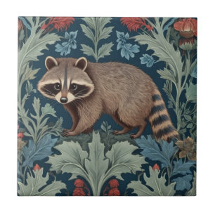 William Morris stijl Left Facing Raccoon Tegeltje