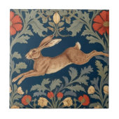 William Morris stijl Left Facing Running Hare Tegeltje (Voorkant)
