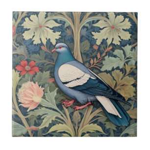 William Morris stijl Left Floral Pigeon Bird Tegeltje