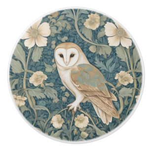 William Morris stijl Links Blauwgroen Cream Barn O Keramische Knop