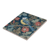William Morris stijl Links tegenover Bird Blue Tit Tegeltje (Zijkant)