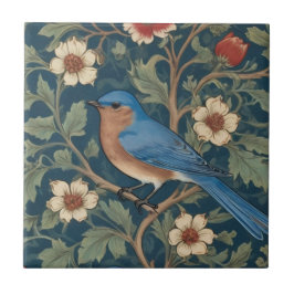 William Morris stijl Links tegenover Bluebird Bird Tegeltje