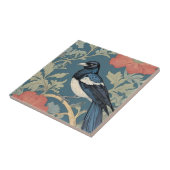 William Morris stijl Links tegenover Magpie Bird Tegeltje (Zijkant)