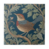 William Morris stijl Links tegenover Wren Bird Tegeltje (Voorkant)