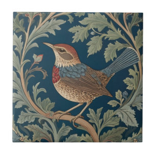 William Morris stijl Links tegenover Wren Bird Tegeltje