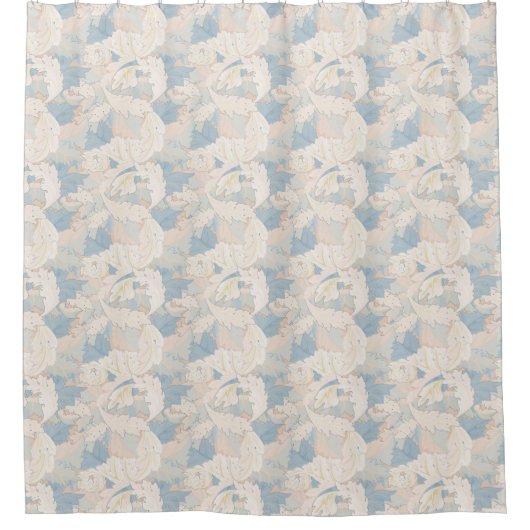 William Morris stijl - Pastel kleuren geïnspireerd Douchegordijn (Voorkant)
