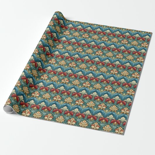 William Morris stijl patroon Cadeaupapier (Uitgerold)