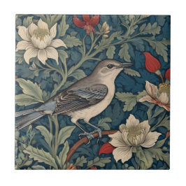 William Morris stijl Rechter Mockingbird Vogel blo Tegeltje