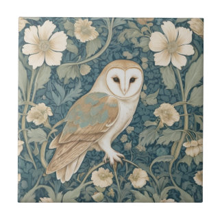 William Morris stijl Rechts Blauwgroen Cream Barn Tegeltje