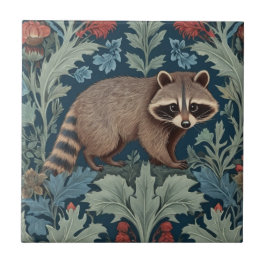 William Morris stijl Rechts geconfronteerd Raccoon Tegeltje