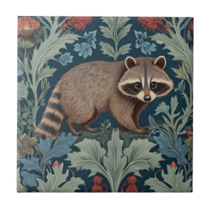 William Morris stijl Rechts geconfronteerd Raccoon Tegeltje