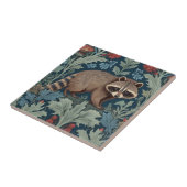William Morris stijl Rechts geconfronteerd Raccoon Tegeltje (Zijkant)