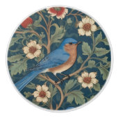 William Morris stijl Rechts tegenover Bluebird Bir Keramische Knop (Voorkant)