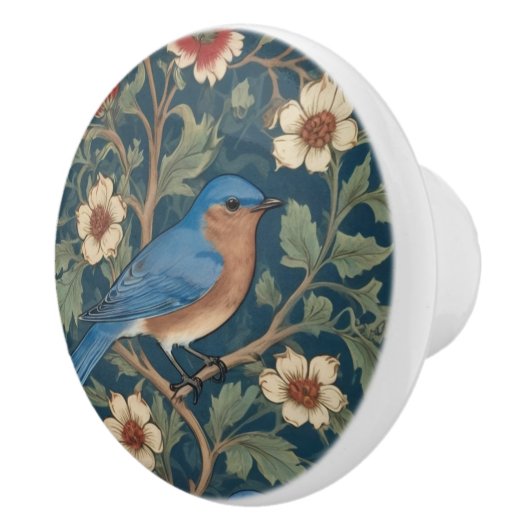 William Morris stijl Rechts tegenover Bluebird Bir Keramische Knop (Rechts)