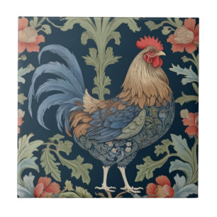 William Morris stijl Rechts tegenover Floral Chick Tegeltje
