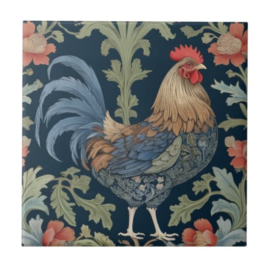 William Morris stijl Rechts tegenover Floral Chick Tegeltje (Voorkant)