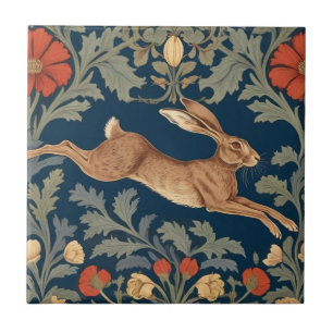 William Morris stijl Rechts tegenover Running Hare Tegeltje