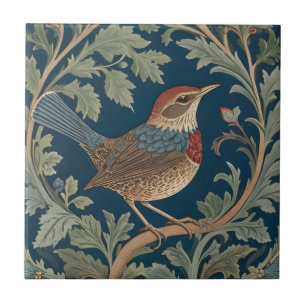 William Morris stijl Rechts tegenover Wren Bird Tegeltje