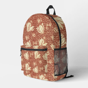 William Morris stijl Red Lily bloempatroon Bedrukte Rugzak
