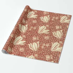 William Morris stijl Red Lily bloempatroon Cadeaupapier