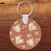 William Morris stijl Red Lily bloempatroon Sleutelhanger (Achterkant)