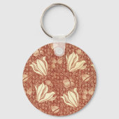 William Morris stijl Red Lily bloempatroon Sleutelhanger (Achterkant)