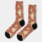 William Morris stijl Red Lily bloempatroon Sokken (Links)