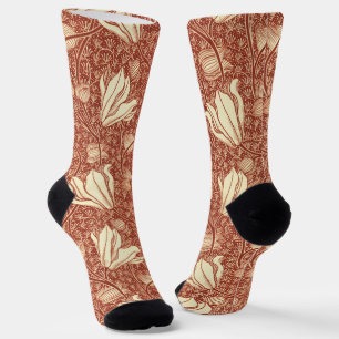 William Morris stijl Red Lily bloempatroon Sokken
