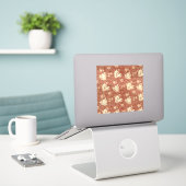 William Morris stijl Red Lily bloempatroon Sticker (Laptop op bureau)