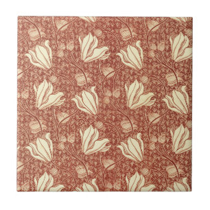 William Morris stijl Red Lily bloempatroon Tegeltje