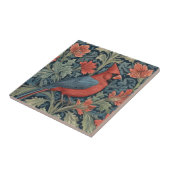 William Morris stijl Rode Kardinaal Bird R bloemen Tegeltje (Zijkant)