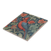 William Morris stijl Rode Kardinaal Vogel L bloeme Tegeltje (Zijkant)