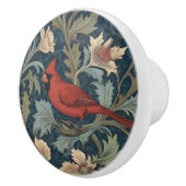 William Morris stijl Rode Kardinaal Vogel links te Keramische Knop (Rechts)