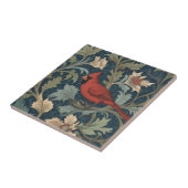 William Morris stijl Rode Kardinaal Vogel links te Tegeltje (Zijkant)