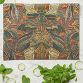 William Morris stijl Roze Groene Botanisch Theedoek (Gevouwen)