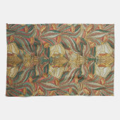 William Morris stijl Roze Groene Botanisch Theedoek (Horizontaal)