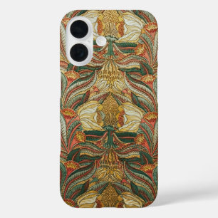 William Morris stijl Roze Groene Botanische iPhone 16 Hoesje