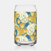 William Morris stijl Teal & Goud Tulp Bloem Kunst Blikvorm Glas (Rechts)