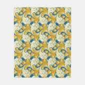 William Morris stijl teal & goud tulp bloem kunst Fleece Deken (Voorkant)