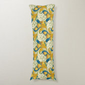 William Morris stijl Teal & Goud Tulp Bloem Kunst Lichaamskussen (Voorkant Verticaal)