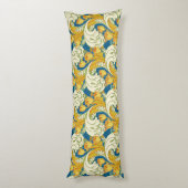 William Morris stijl Teal & Goud Tulp Bloem Kunst Lichaamskussen (Achterkant (Verticaal))