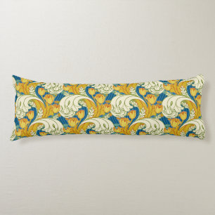 William Morris stijl Teal & Goud Tulp Bloem Kunst Lichaamskussen